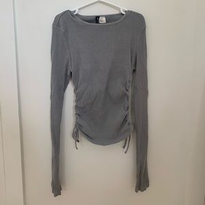 Long sleeve grey shirt (strings on side to adjust ruching) - Size XS